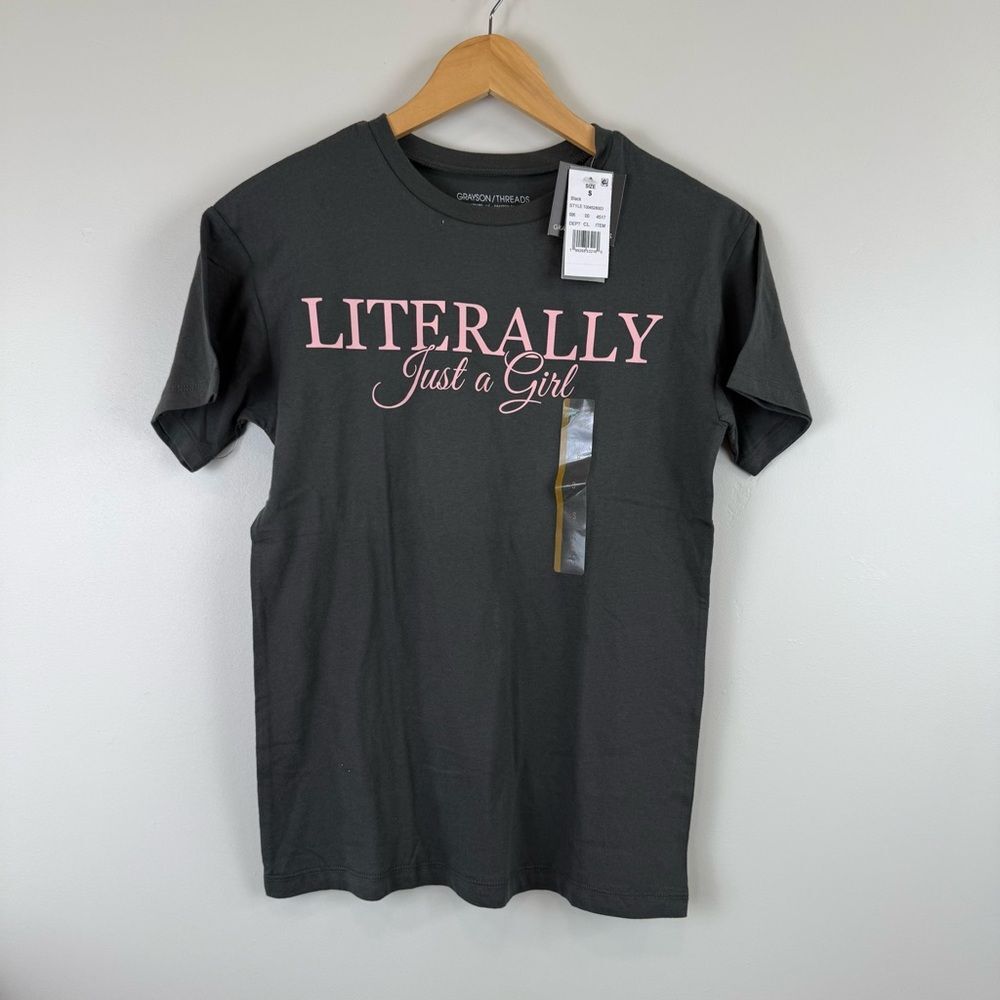 GRAYSON THREADS Women's Literally Just a Girl Short Sleeve Graphic T-Shirt SMALL